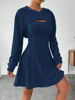 Nameria Square Neck A-Line Dress Set Hooded Top and Tank Dress