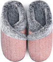 Women’s Fuzzy Memory Foam House Slippers – Indoor Outdoor Cozy Knit Slip-On with Plush Lining & Anti-Skid Rubber Sole