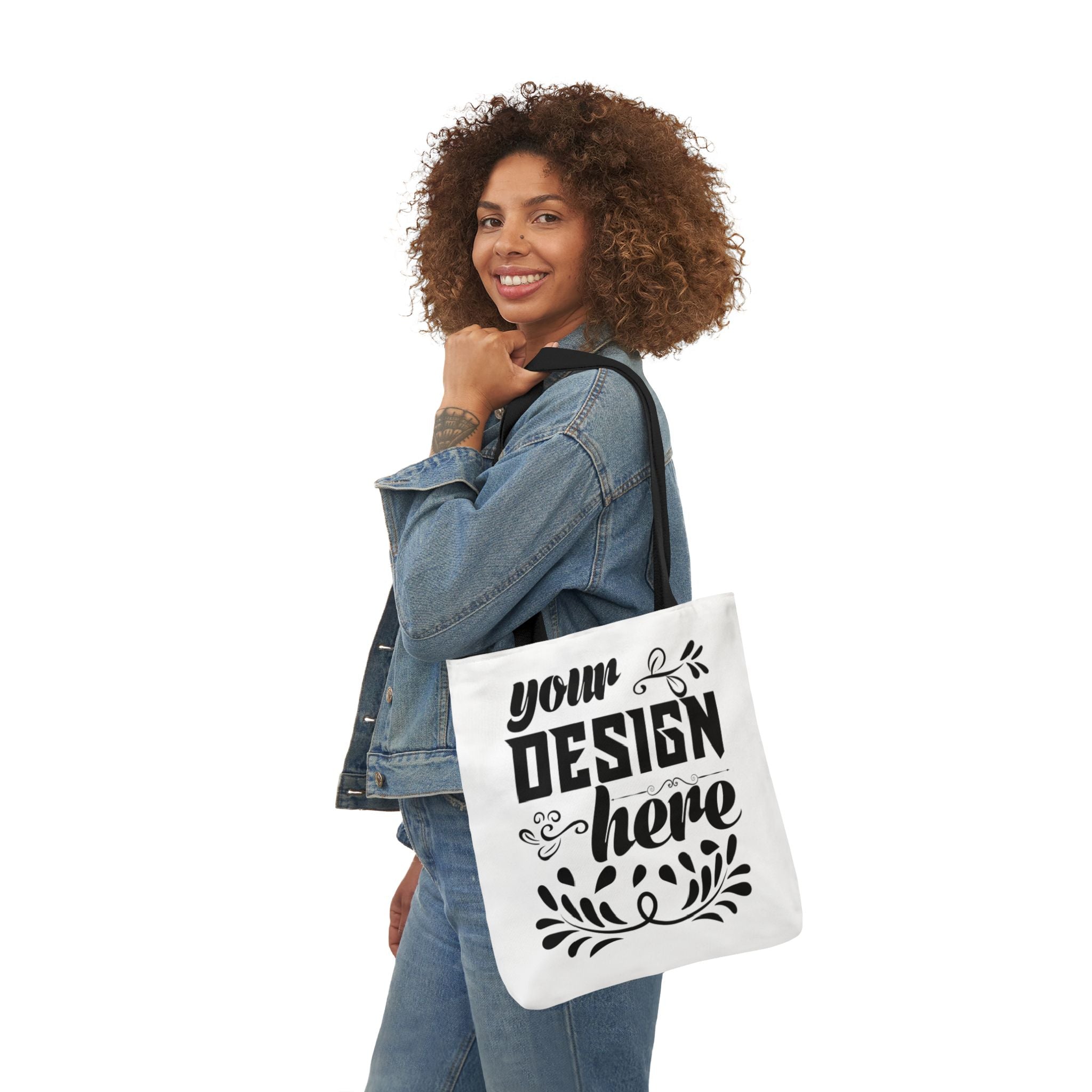 Customizable Canvas Tote Bag With 5 Color Strap Options All Over Print