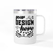 Customizable Polar Camel 15oz Stainless Steel Coffee Mug Tumbler Lid