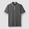 Nameria Mens Slim Fit Half Zip Polo Short Sleeve Cotton Blend
