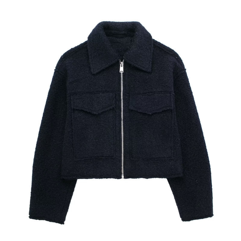 Nameria Street Style Short Zip Tweed Jacket