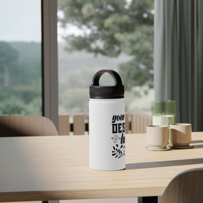 Customizable Stainless Steel Water Bottle with Handle Lid in Three Sizes