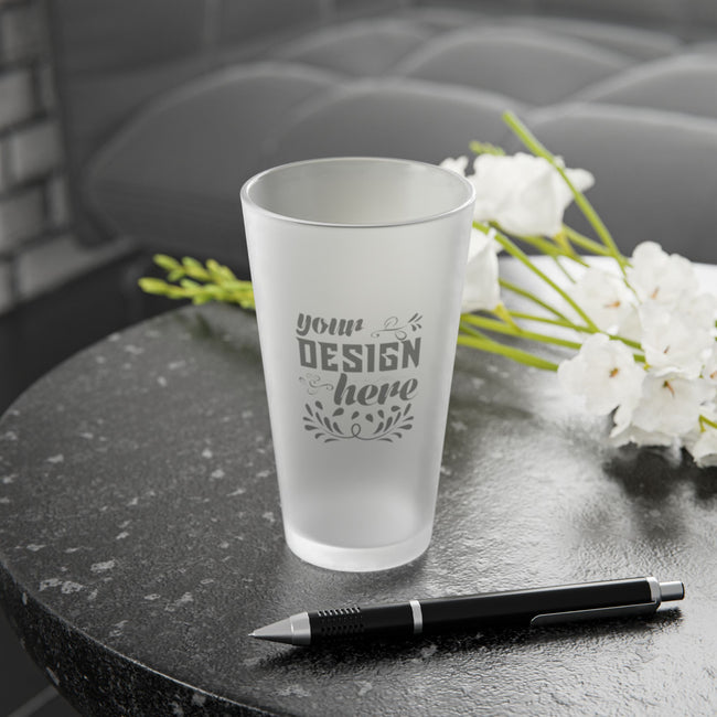 Customizable 16oz Frosted Pint Glass with Semi Translucent Print