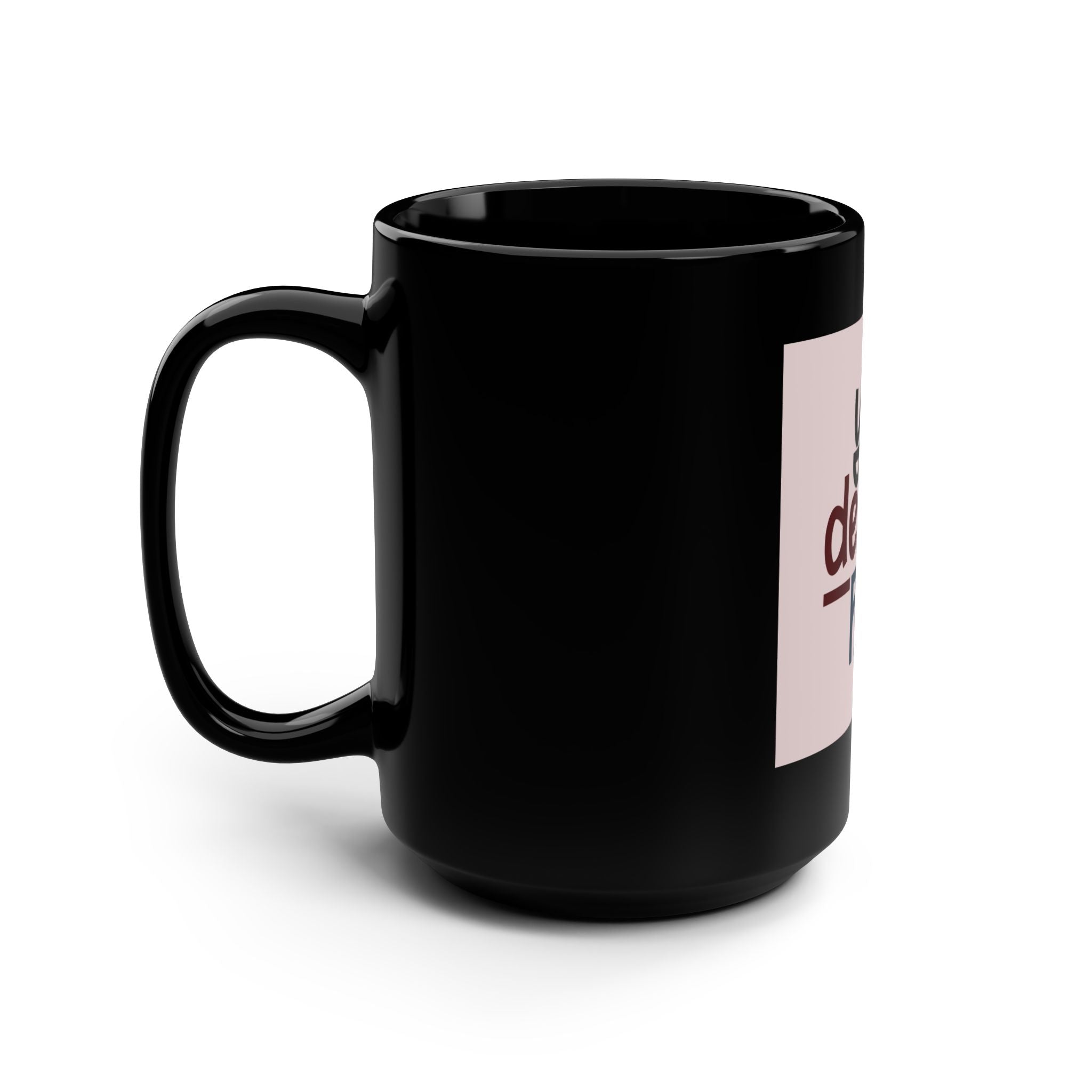 Customizable Black Ceramic Mug 15oz Glossy Finish Easy Grip C Handle