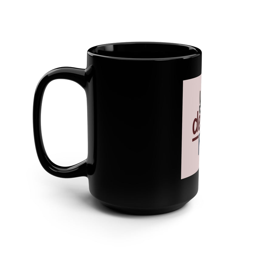 Customizable Black Ceramic Mug 15oz Glossy Finish Easy Grip C Handle
