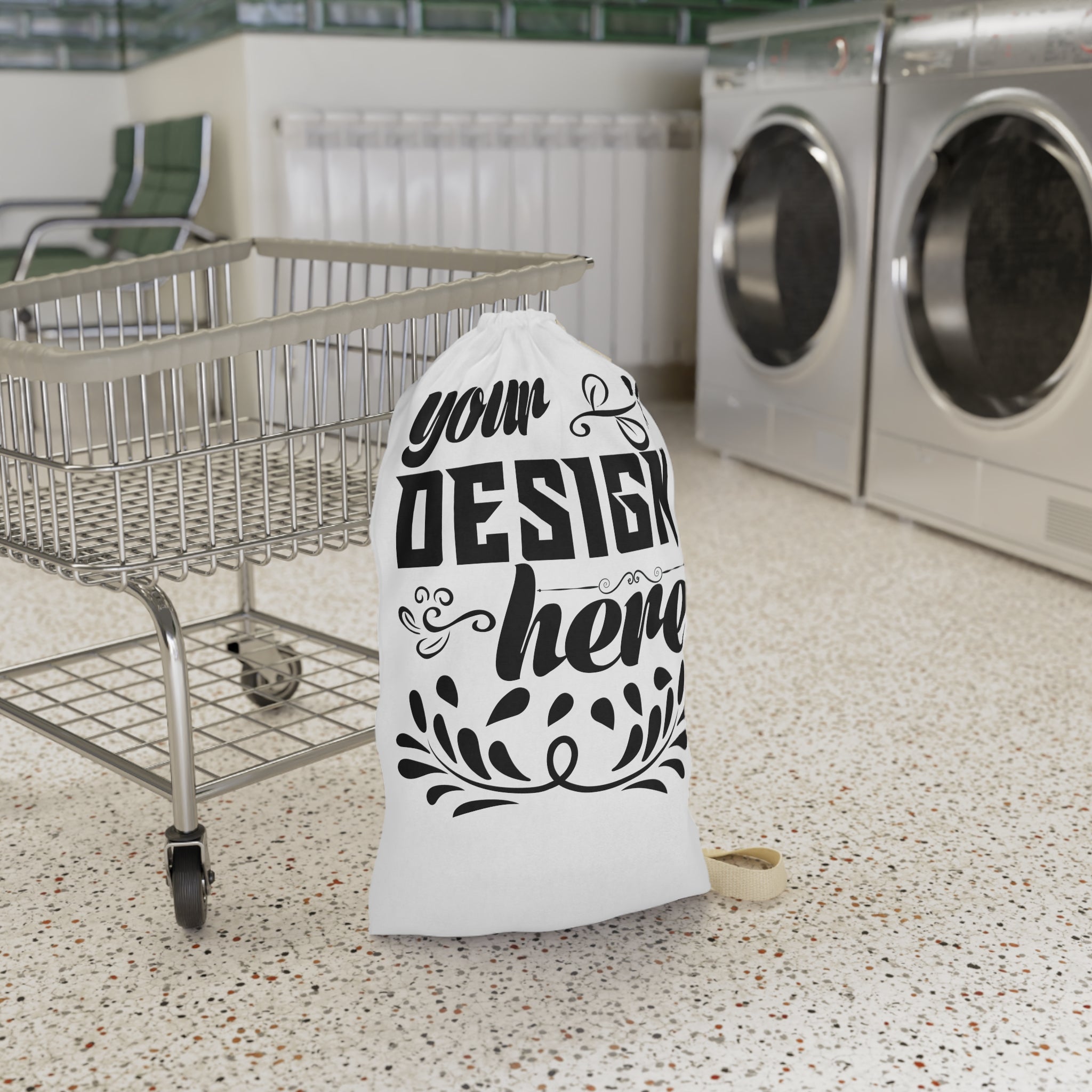 Customizable All Over Print Spun Polyester Laundry Bag With Strap