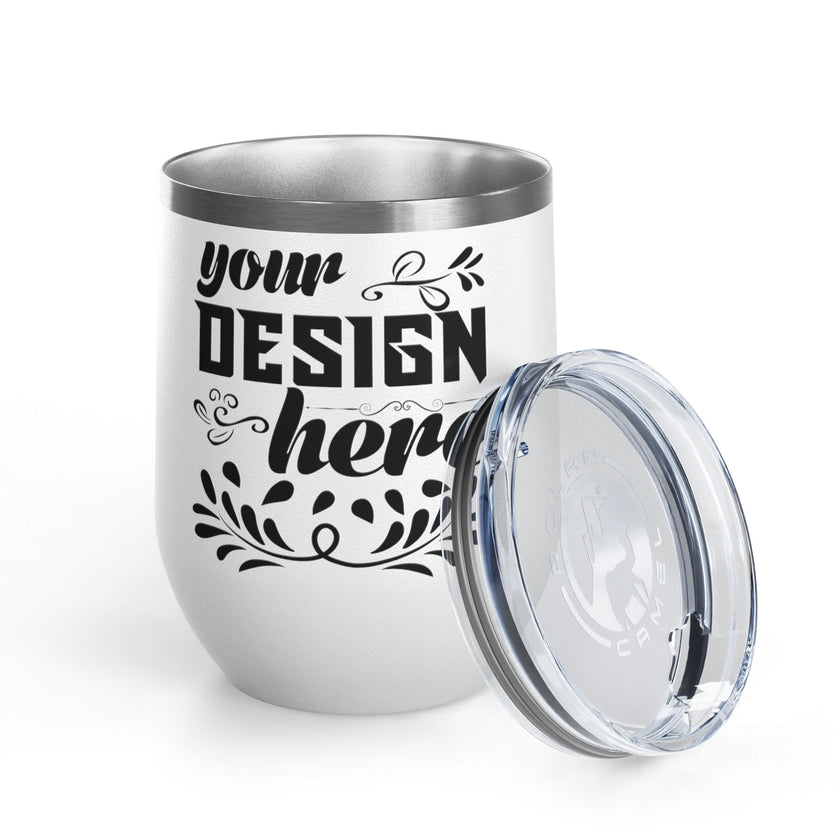 Customizable Polar Camel 12oz Stainless Steel Wine Tumbler Cup Lid