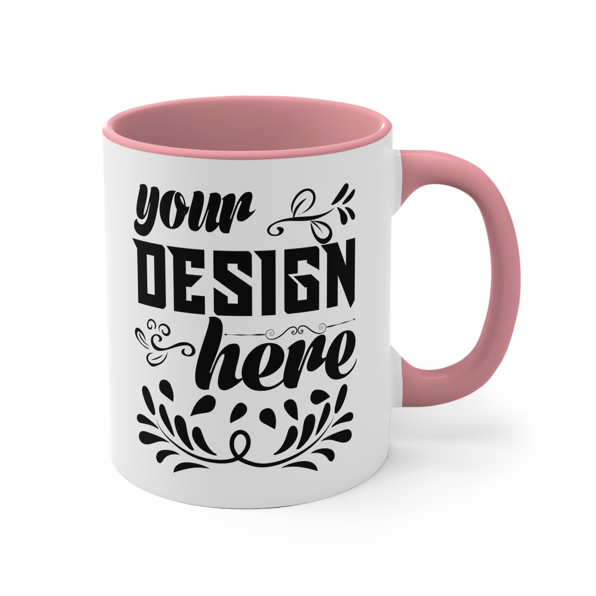 Customizable 11oz Accent Ceramic Mug with Colored Interior and Handle