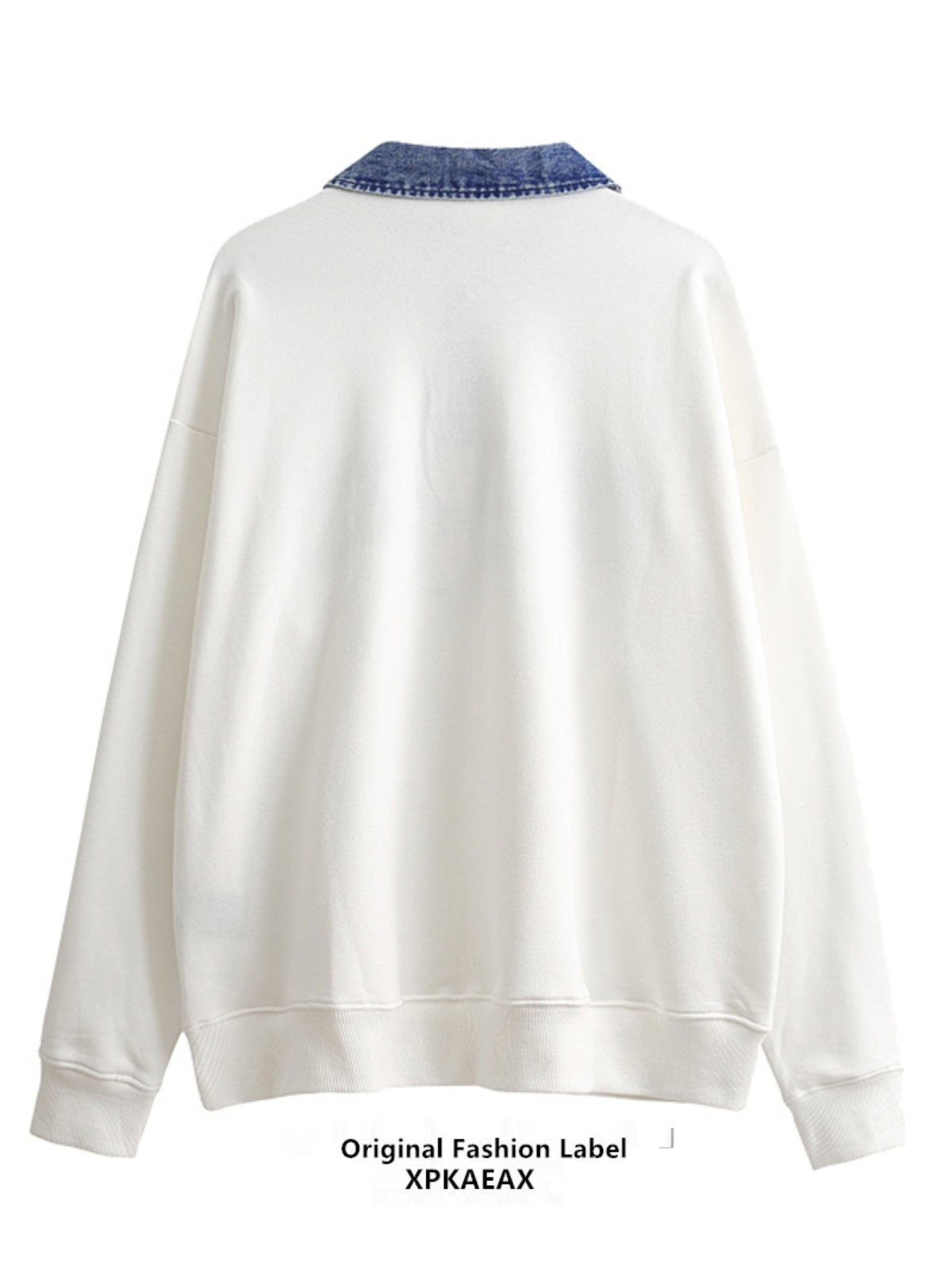 Nameria Unisex Oversize Denim Lapel Polo Sweatshirt