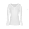 Nameria Button Fitted Long Sleeve Base Layer Half Open Collar Top