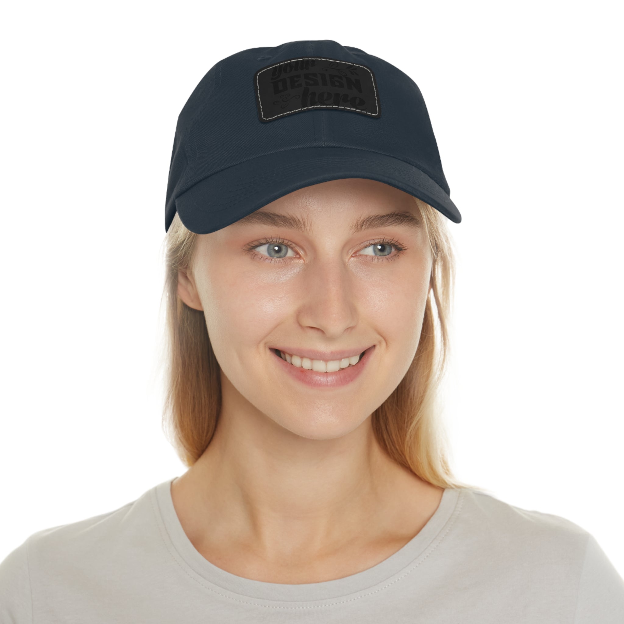 Customizable ValuCap VC300A Dad Hat with Faux Leather Patch Rectangle