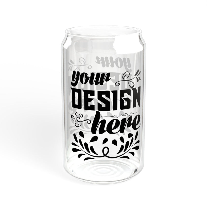 Customizable 16oz Tempered Glass Sipper with Optional Bamboo Lid Straw