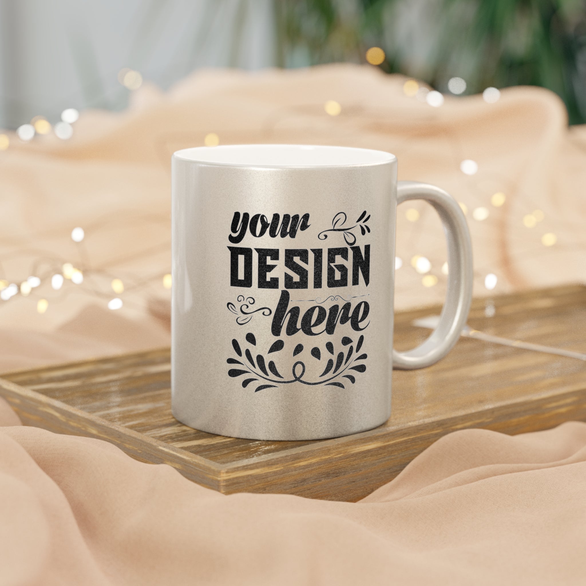 Customizable Metallic Ceramic Mug 11oz Gold or Silver Coated Finish
