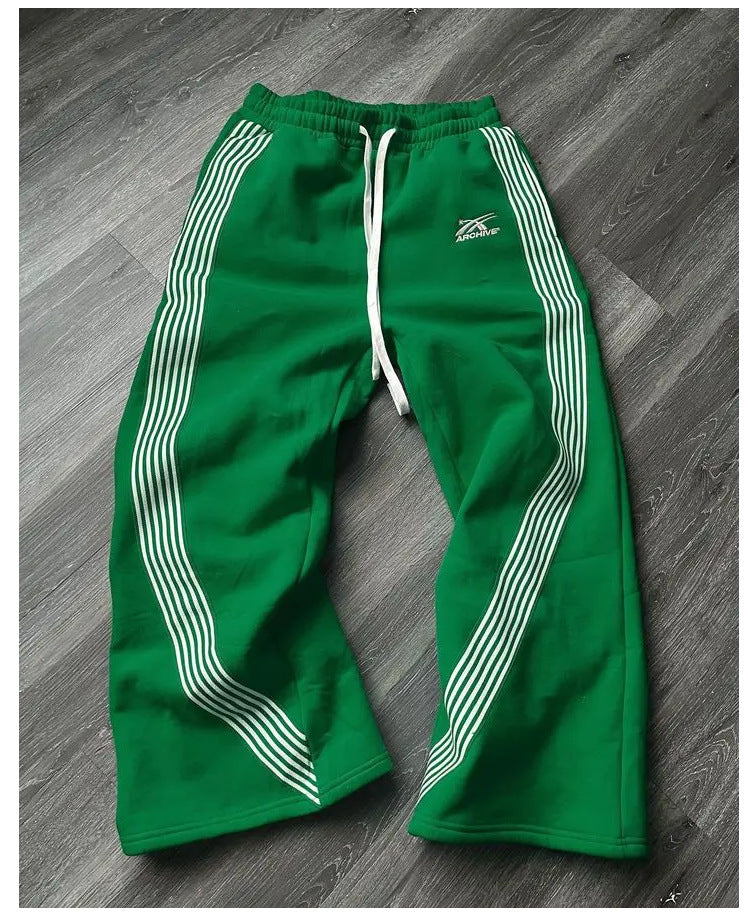 Nameria Drawstring Fleece Lined Sweatpants with Side Stripe