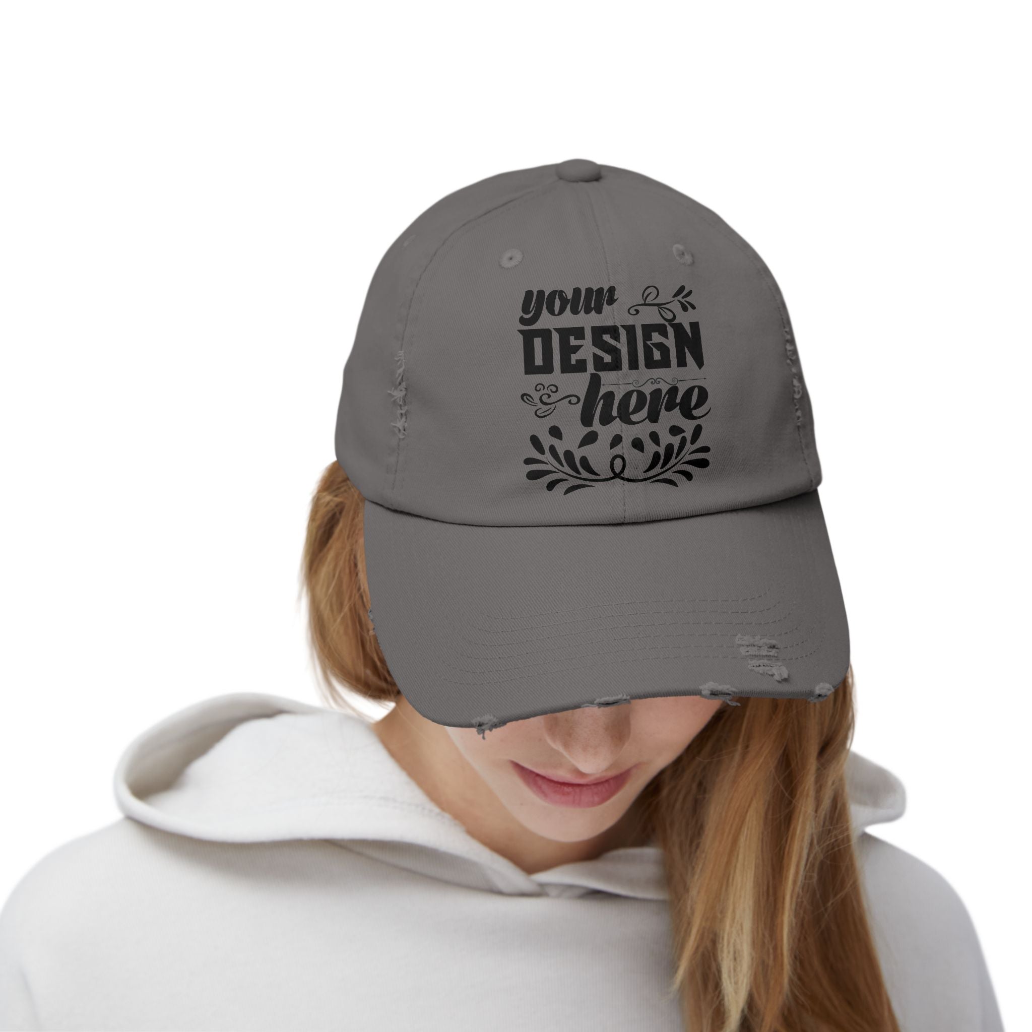 Customizable District DT600 Distressed Cotton Cap for Personalized Style
