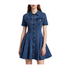 Nameria Button Front Denim Shirt Dress Short Sleeve