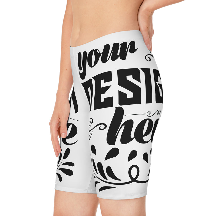 Customizable Womens Bike Shorts All Over Print Mid Waist Stretch