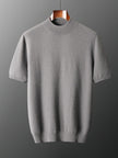 Nameria Mens Cashmere Blend Seamless Short Sleeve Knit Sweater