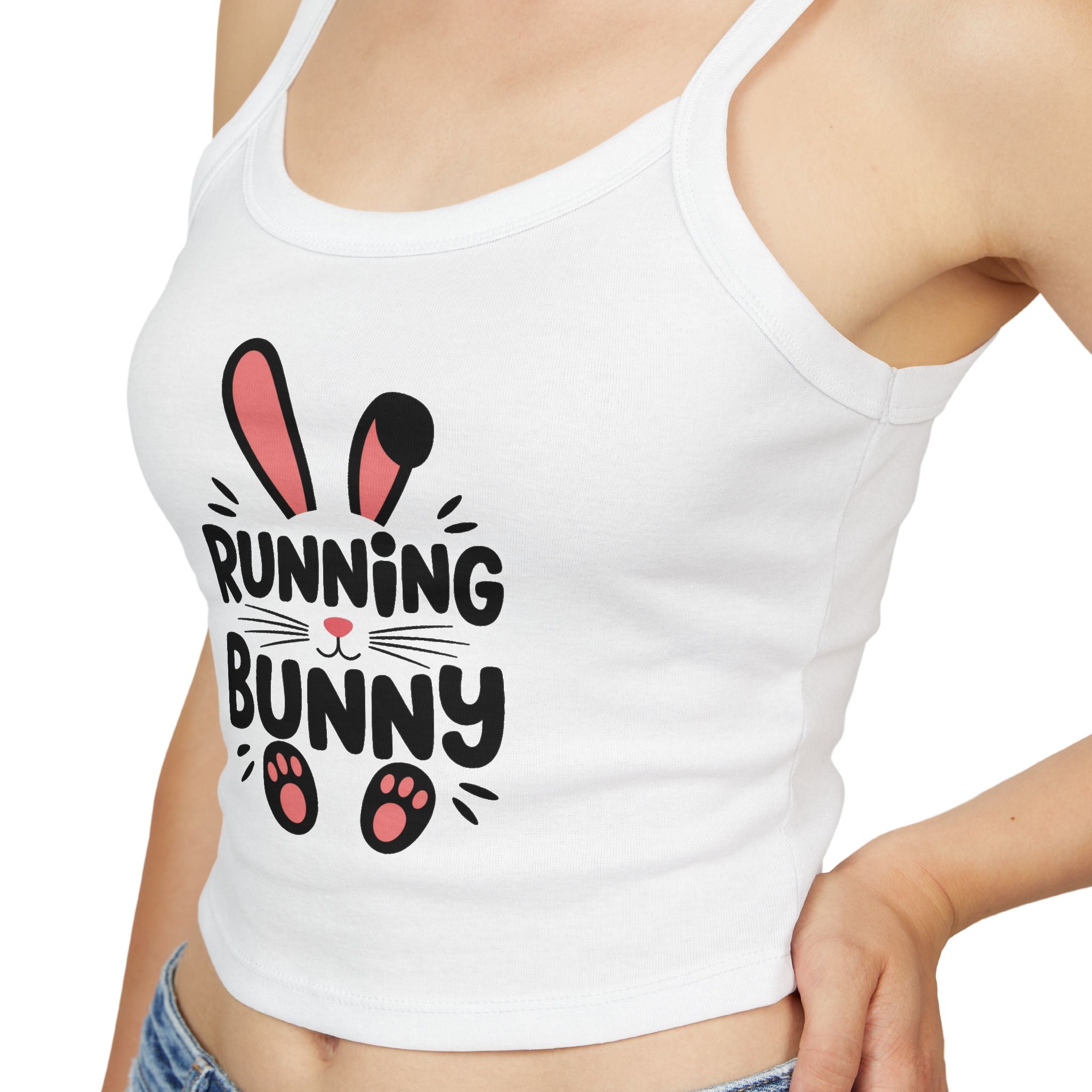 Bella+Canvas 1012 Spaghetti Strap Tank Top Running Bunny Graphic Print