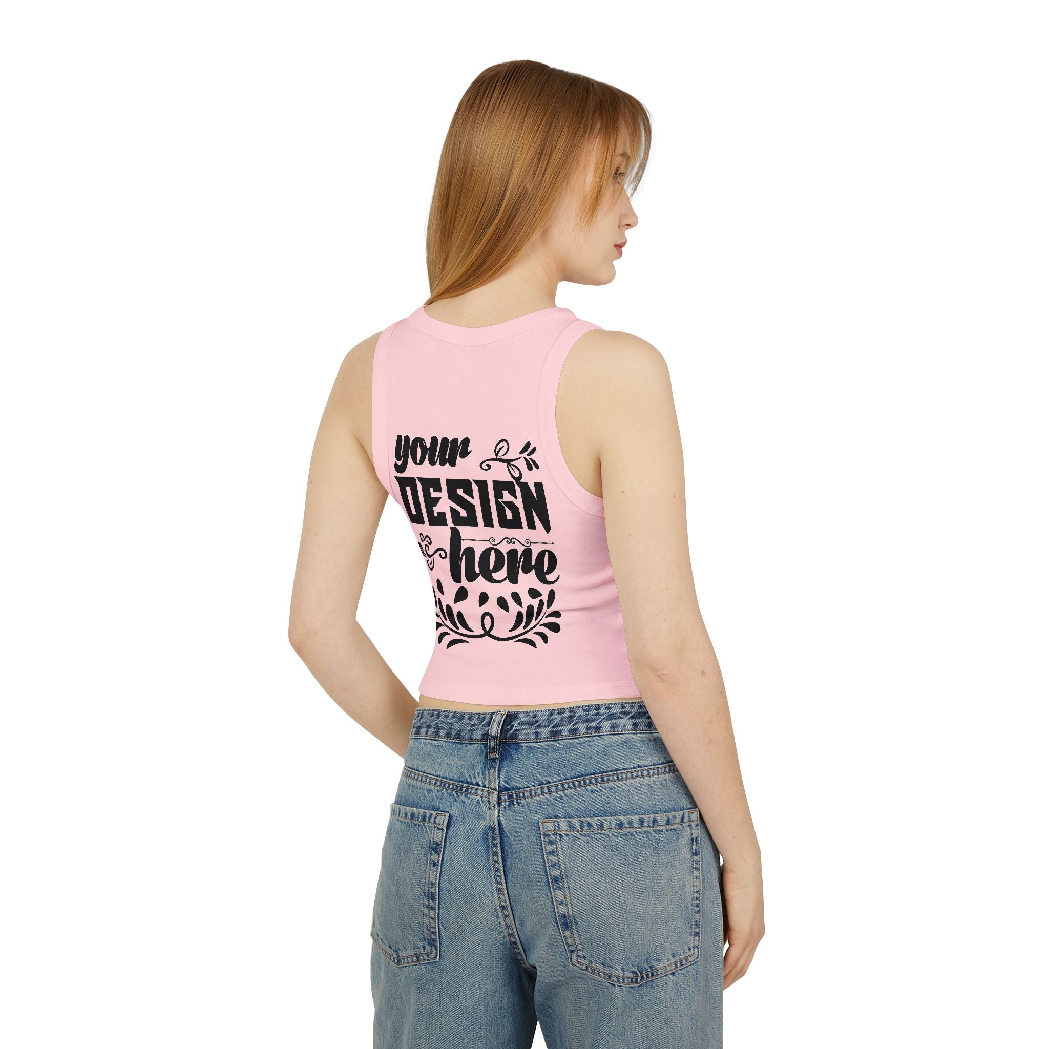 Customizable Bella+Canvas 1019 Womens Micro Rib Racer Tank Top Mid Length Fit