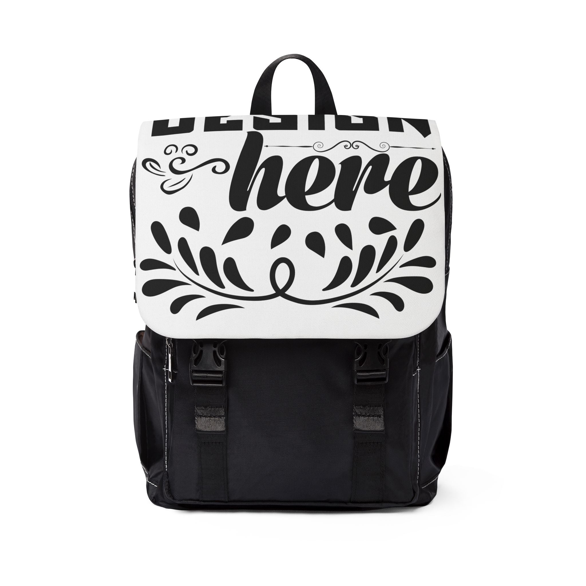 Customizable Unisex Casual Shoulder Backpack Oxford Canvas Flap With Straps