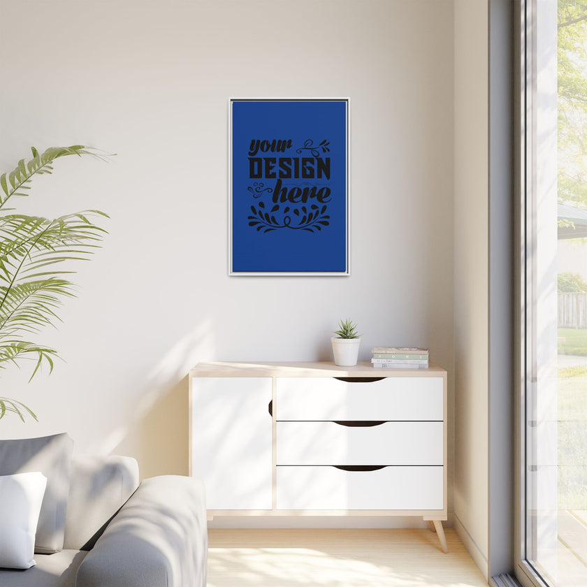 Customizable Framed Matte Canvas Print with Pinewood Frame Sawtooth Hanger