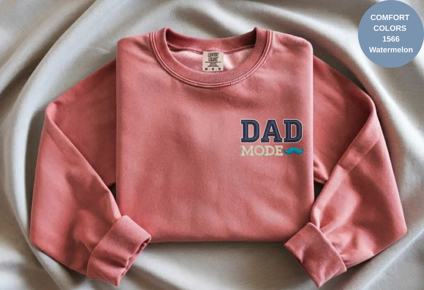 Unisex Garment-Dyed Sweatshirt with Dad Mode Embroidery