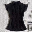 Nameria Pinstripe Puff Sleeve Button Front Blouse