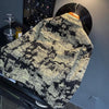 Nameria Camouflage Embroidered Denim Jacket with Lapel Collar