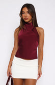 Nameria High Neck Backless Halter Top