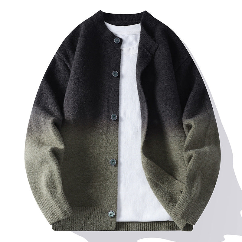Nameria Button Front Knit Cardigan Round Neck Ribbed Hem