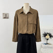 Nameria French Hollow Out Crochet Polo Lapel Long Sleeve Shirt