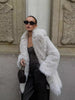 Nameria Faux Fur Mid Length Coat Extended Collar