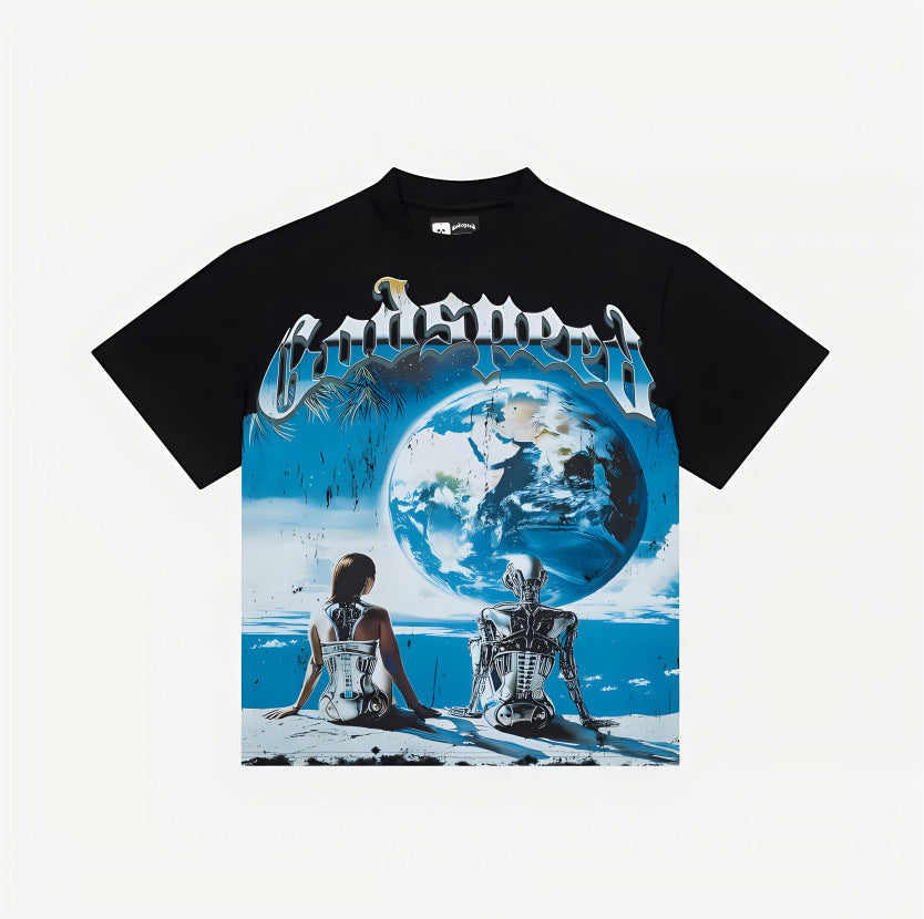 Nameria Unisex Japanese Retro Loose Fit Cotton T-Shirt