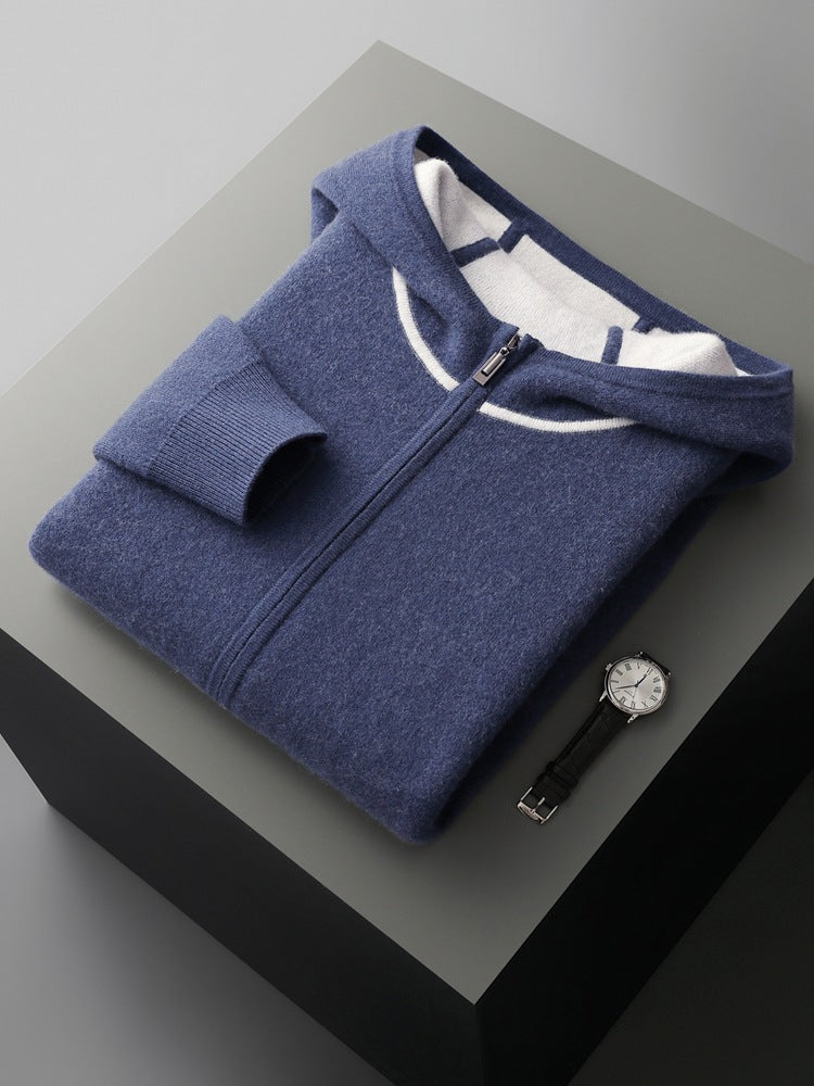 Nameria Hooded Cashmere Blend Zip Sweater Set Thick Knit