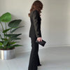 Nameria Long Sleeve Pants Suit Two Piece Set Slit Detail