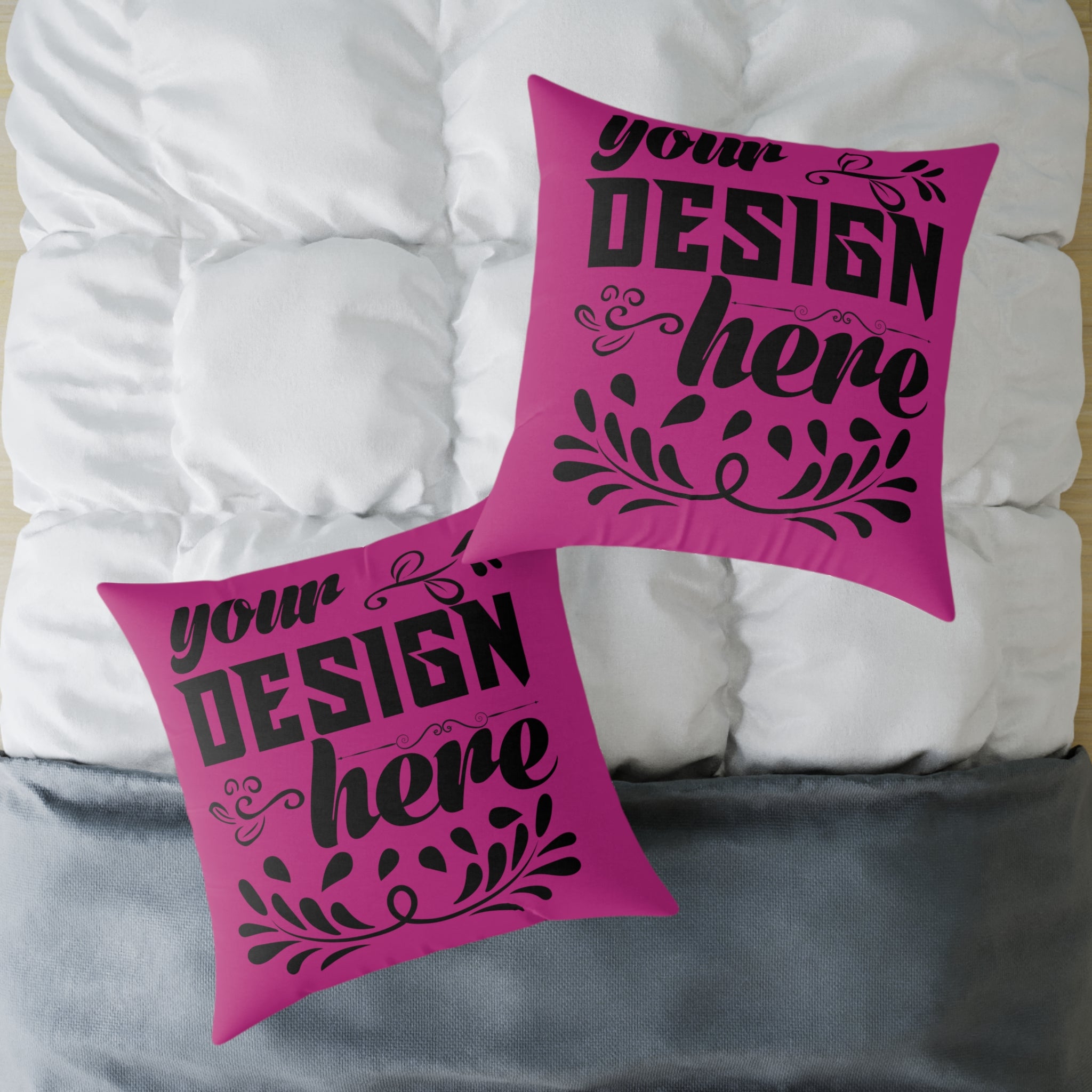 Customizable Square Poly Canvas Pillow with Insert Double-Sided Print