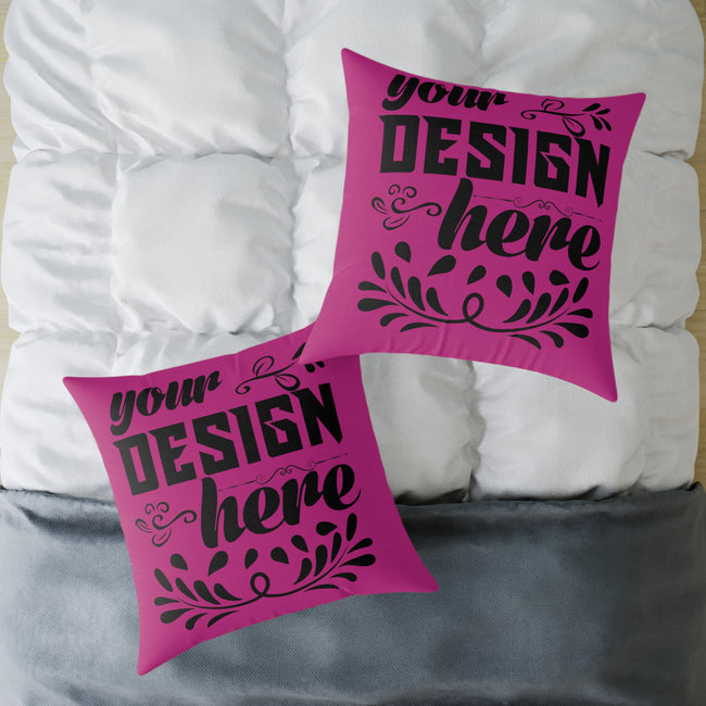Customizable Square Poly Canvas Pillow with Insert Double-Sided Print