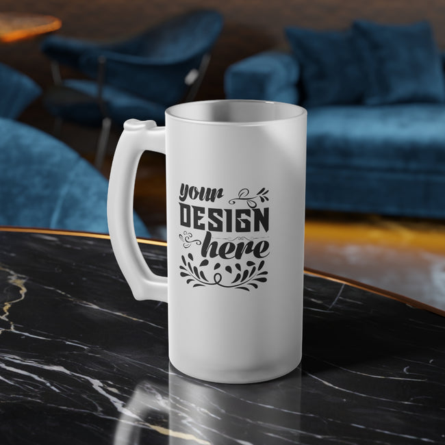 Customizable 16oz Frosted Glass Beer Mug with Wraparound Sublimation Print