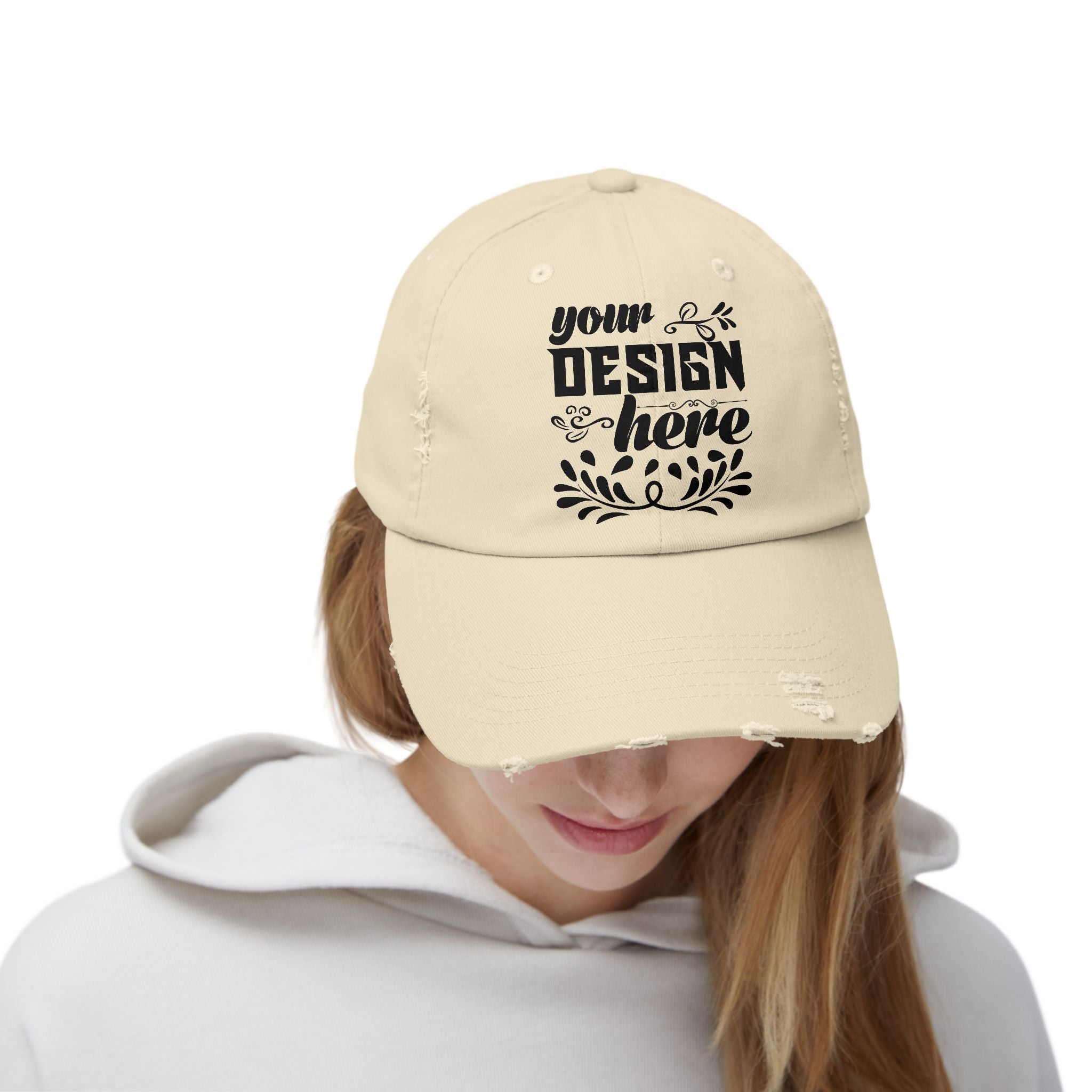 Customizable District DT600 Distressed Cotton Cap for Personalized Style