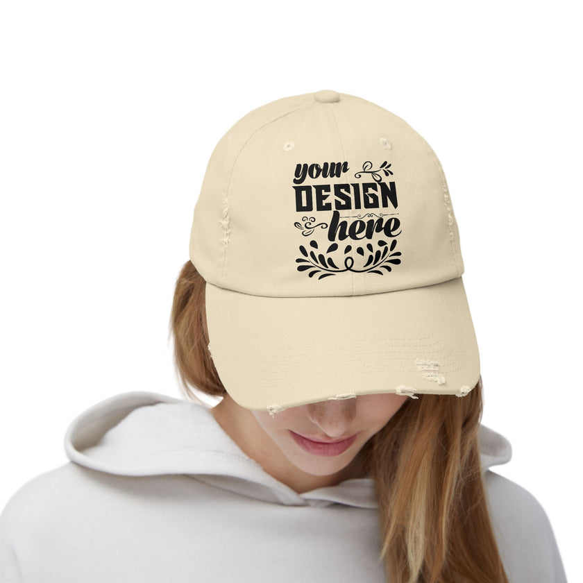 Customizable District DT600 Distressed Cotton Cap for Personalized Style