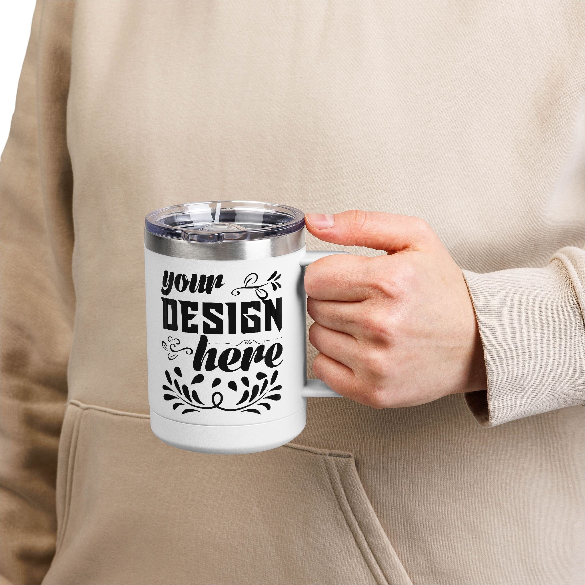 Customizable Polar Camel 15oz Stainless Steel Coffee Mug Tumbler Lid