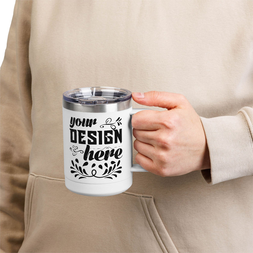 Customizable Polar Camel 15oz Stainless Steel Coffee Mug Tumbler Lid