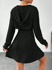 Nameria Square Neck A-Line Dress Set Hooded Top and Tank Dress