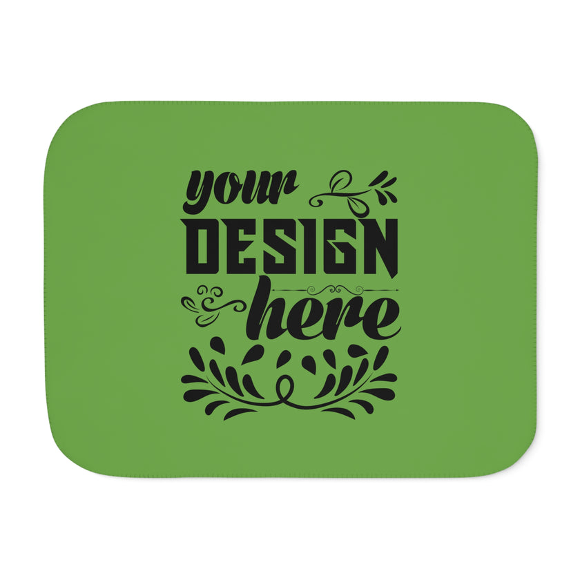 Customizable Sherpa Photo Blanket Two Color Options Grey or Beige