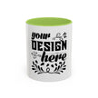 Customizable Accent Coffee Mug 11oz and 15oz Colored Interior Handle