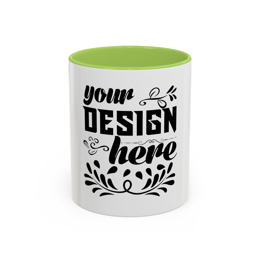Customizable Accent Coffee Mug 11oz and 15oz Colored Interior Handle
