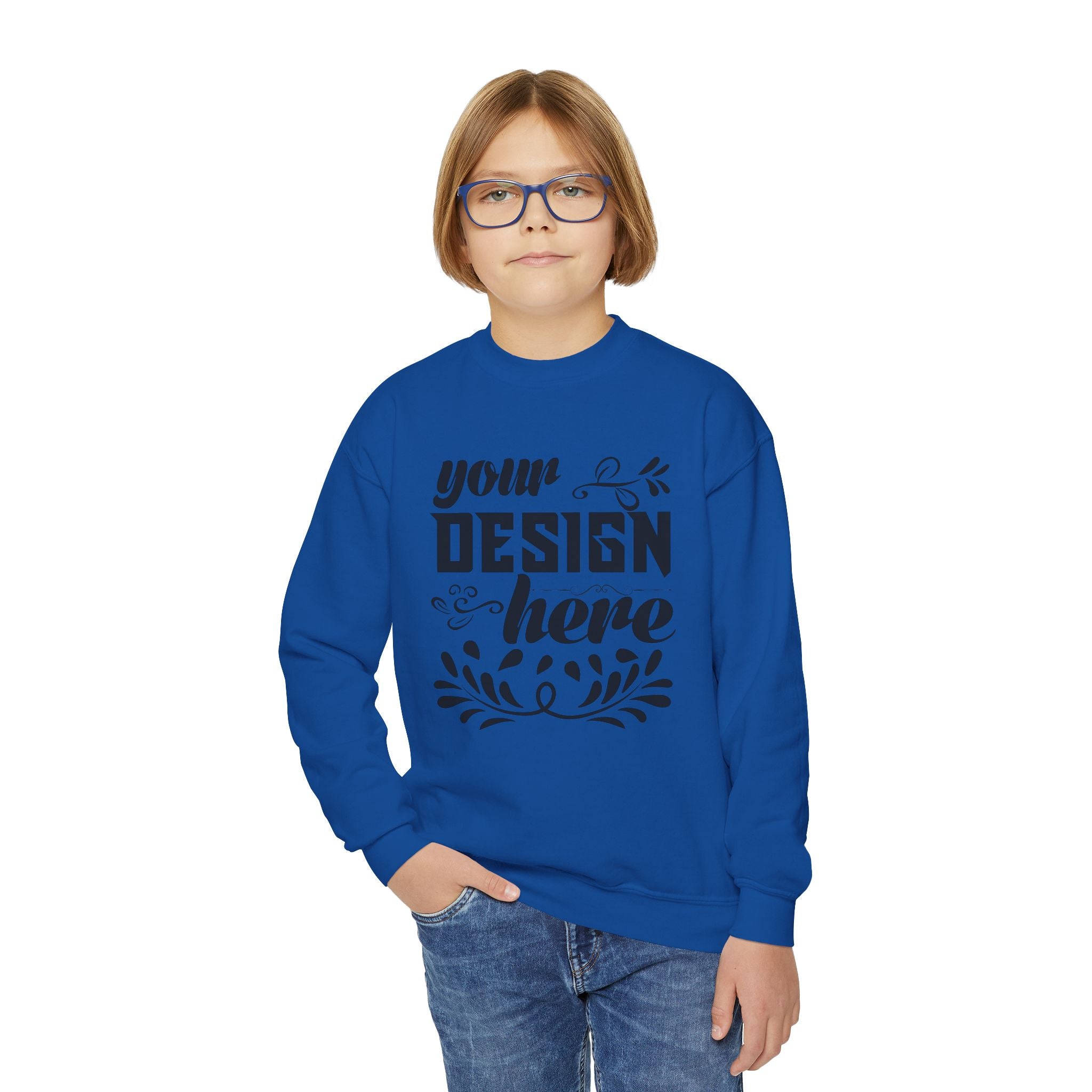 Customizable Gildan 18000B Youth Heavy Blend Crewneck Sweatshirt