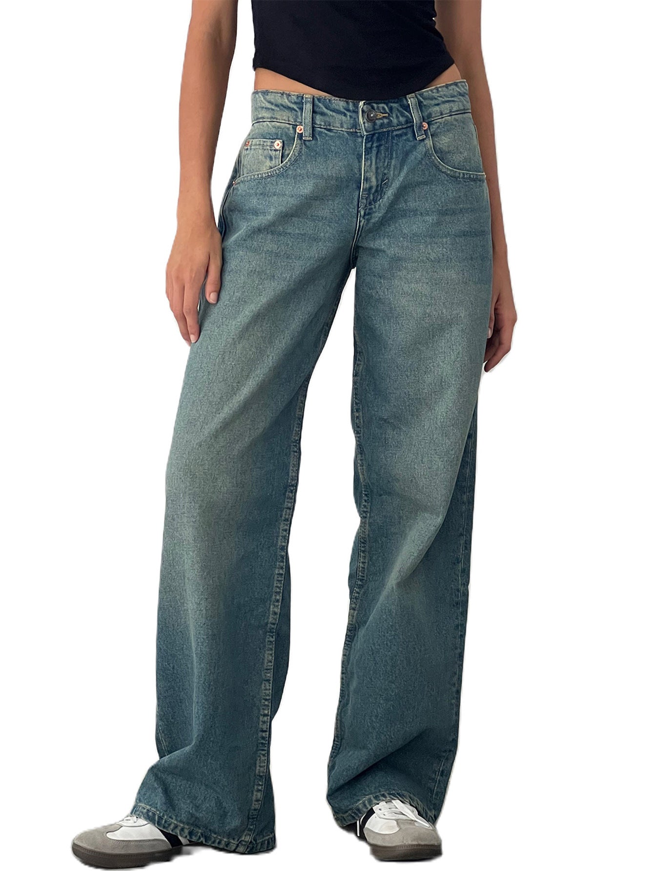 Nameria High Waist Straight Leg Denim Jeans Full Length